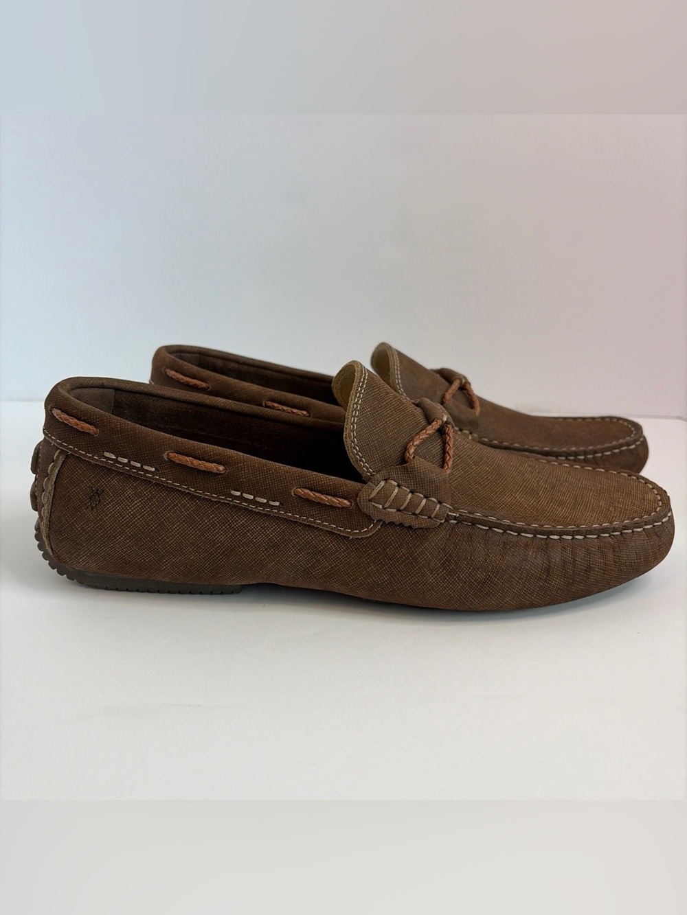 Martin Dingman Loafers Mens 9 M Brown Bermuda Nubuck Leather Braided Bit $225